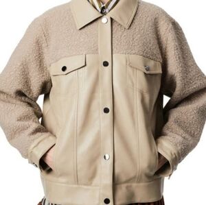 Bernie Faux Leather & Shearling Trucker Jacket